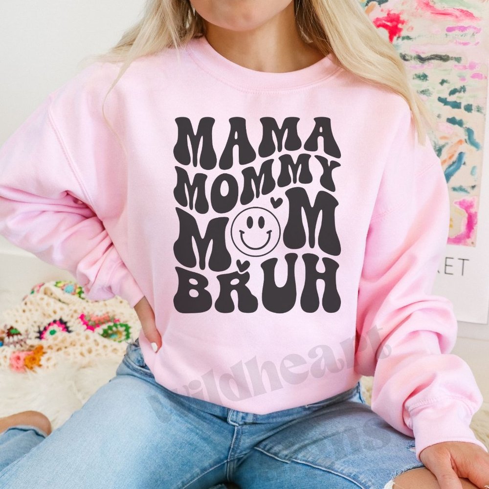 Mama Mommy Mom Bruh Crew Neck Sweatshirt, Unisex Fleece Lined Sizes S-XL